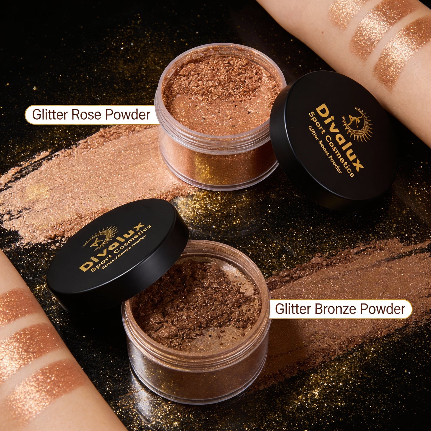 Divalux Glitter Powder- Polvere Illuminante Glow & Shine (Rose/Bronze)